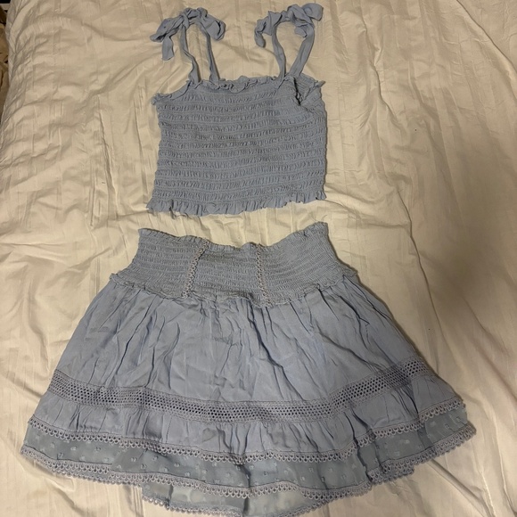 KATIE J NYC Lara lace trim mini skirt + matching top